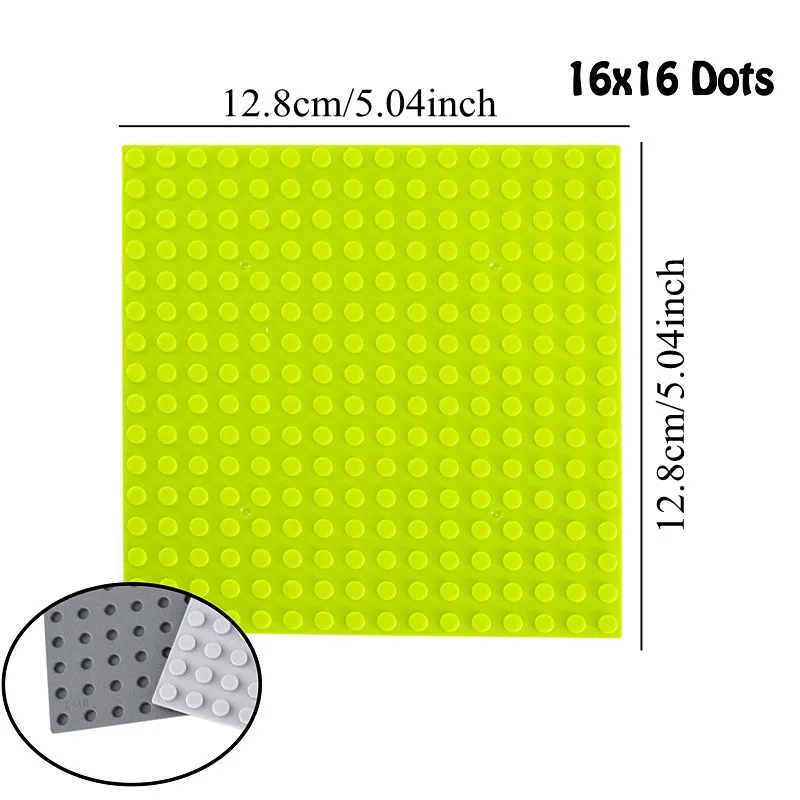 لوح أساسي لبنات البناء 16 × 16 نقطة، لوح قاعدة من الطوب الجسيمي الصغير 12.8 × 12.8 سم، متوافق مع الشخصيات الصغيرة #6