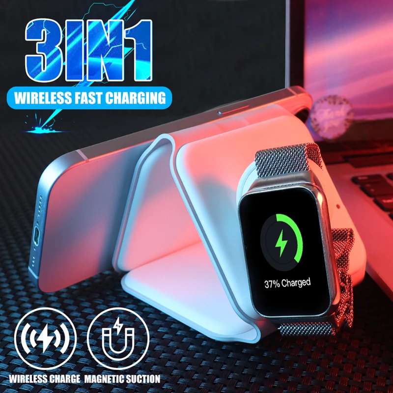 For Apple Watch Airpods Bluetooth Earphone iPhone Smartwatch Wireless Charger Holder Multifunction Fast Charging Dock Station