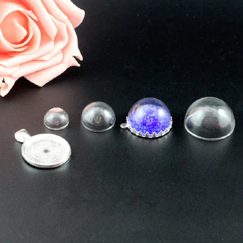 Accesorios de joyería hechos a mano DIY, cubierta de vidrio semicircular semiesférica transparente, accesorios para colgante de collar, cubierta de bola de cristal