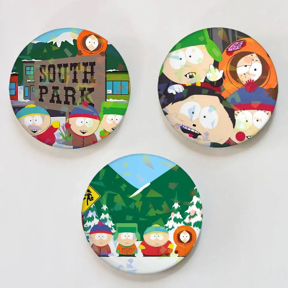 Cartoon S-South Park Laser Button Pins Rucksack Kleidung Dekor Brosche Fiction Abzeichen Schmuck Geschenke