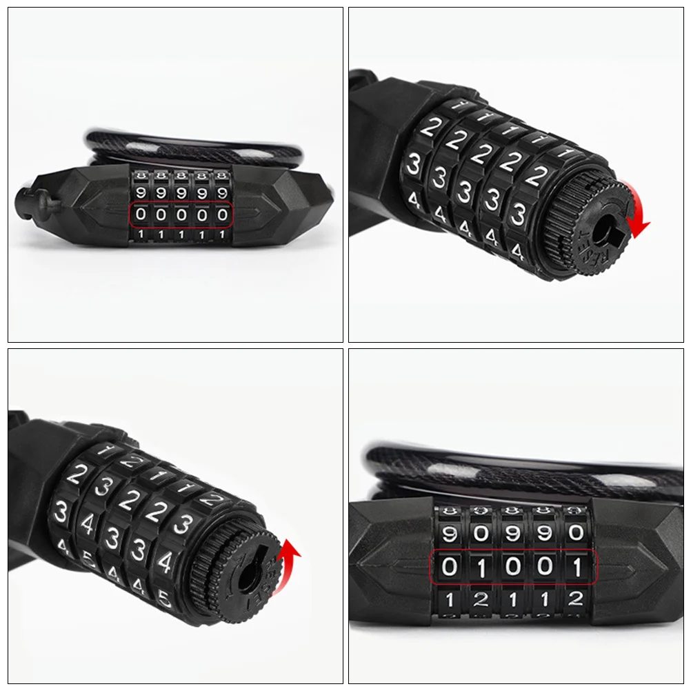 5-Digit Password Bike Lock Thickened Steel Cable PVC Shell Waterproof Rustproof Anti-Theft Security Lock Padlock