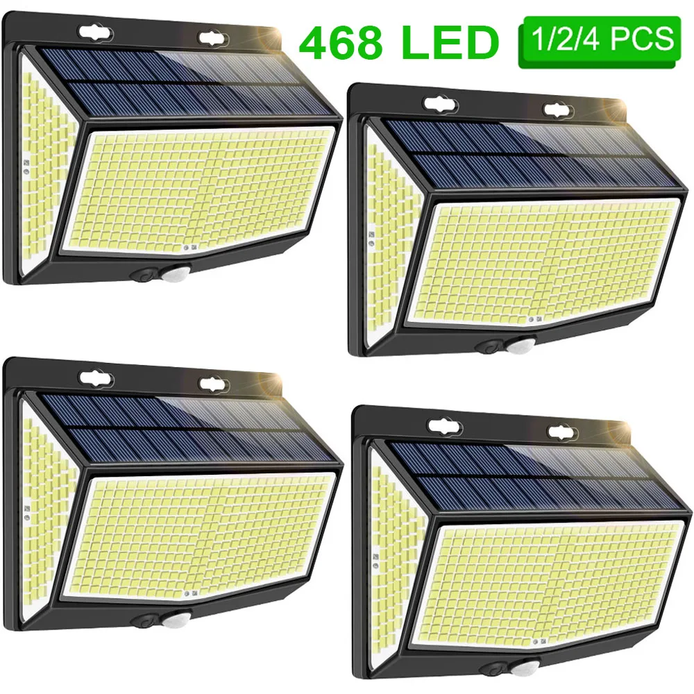 

468 Led Reflector Solar Garden Lights Outdoor Waterproof Sensor Spotlight Sunlight Battery Solar Powered Lantern Street Lamp