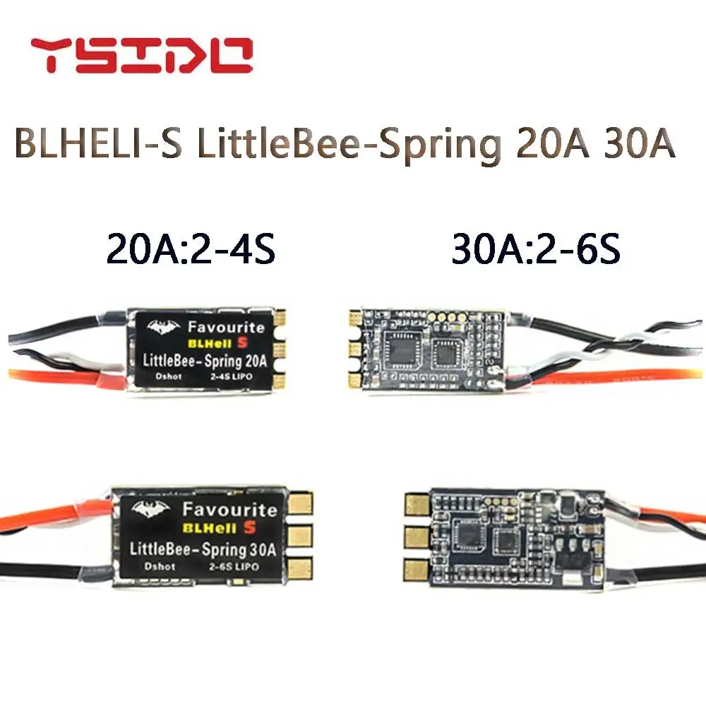 RC ESC LITTLEBEE BLHeli-s SPRING 20A 2-4S 30A 2-6S Brushless ESC Supports Mulitshot DSHOT Oneshot42 OneShot125 Multicopter