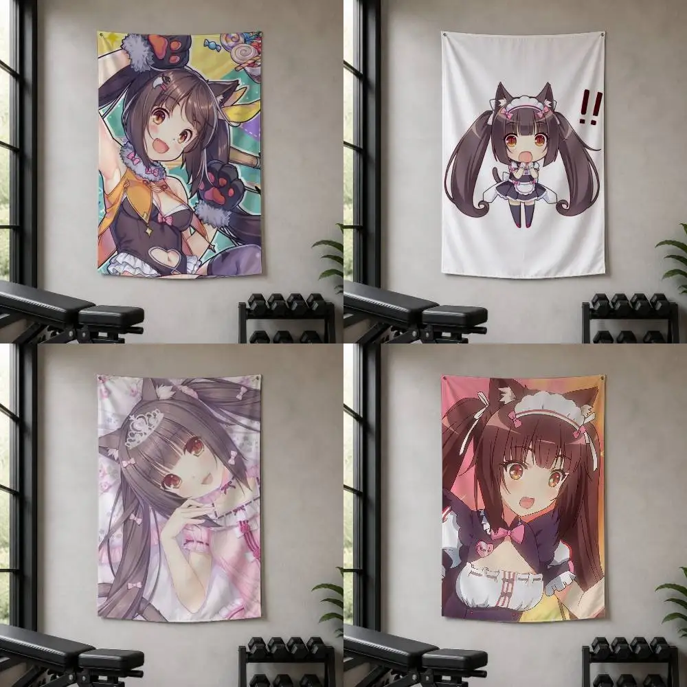 N-NEKOPARA OVA Chocola  Decorative Art Flag Banner for Picnic Camping Party and Home Decor