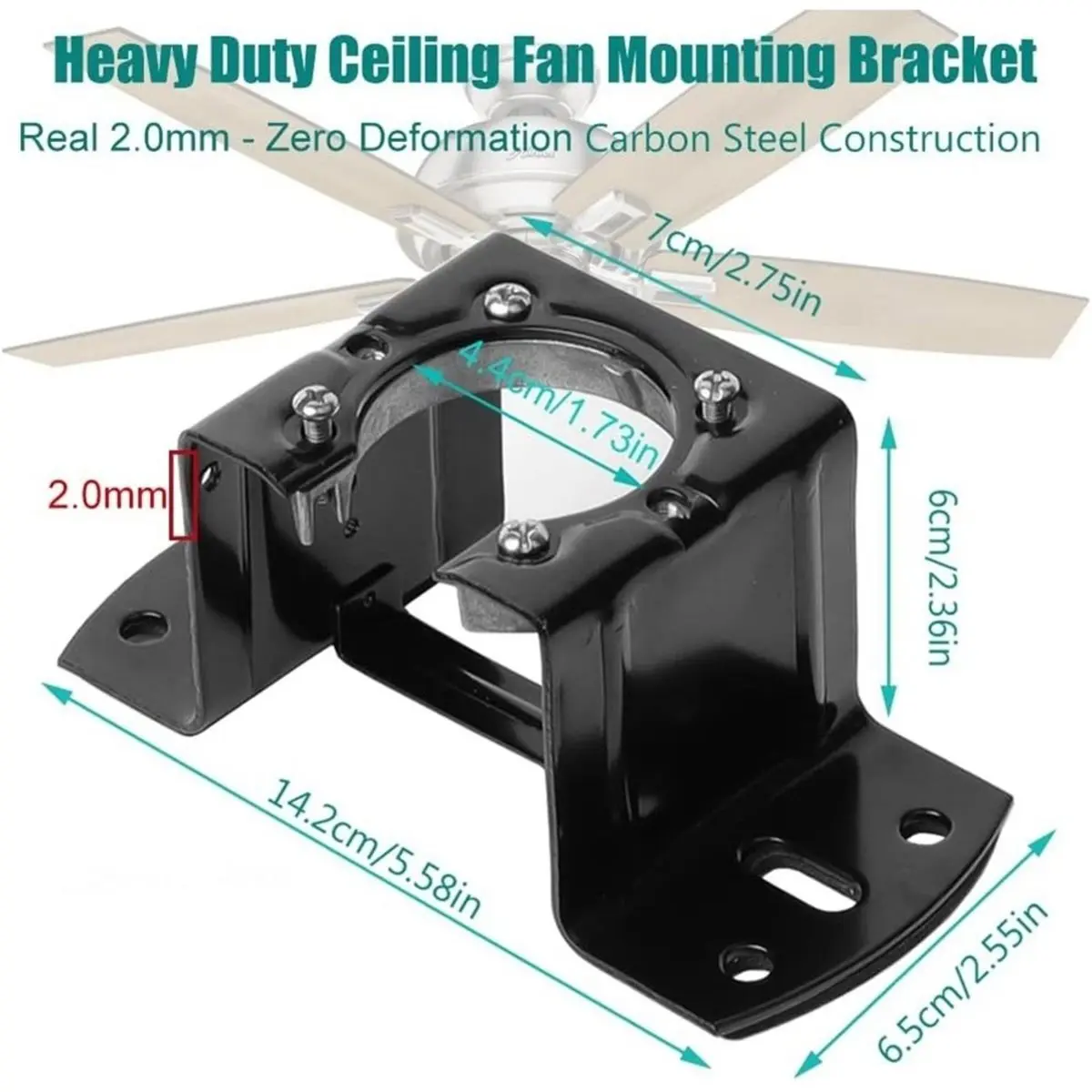 Ceiling Fan Mounting Bracket with Ground Wire,2.0mm Heavy Duty Steel Replacement Mount for 1