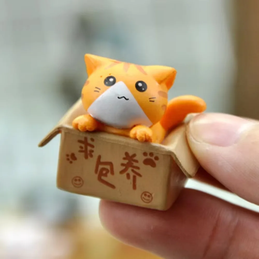 1pc Home Decor Kawaii Mini Cat Ornament Garden kitten statue Gift For Kids Children Baby Room Decoration Toy Miniature Figurines