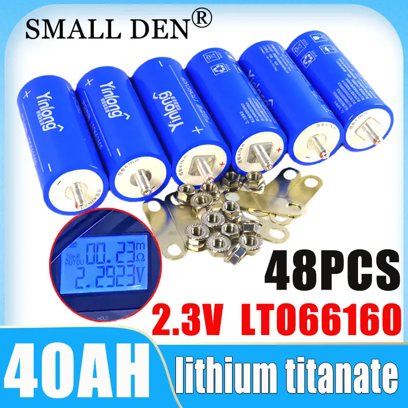 

48pcs 100% Yinlong 2.3v 40ah LTO66160 Lithium Titanate Battery DIY 96V Car Audio Start Solar Energy Storage Rechargeable Battery