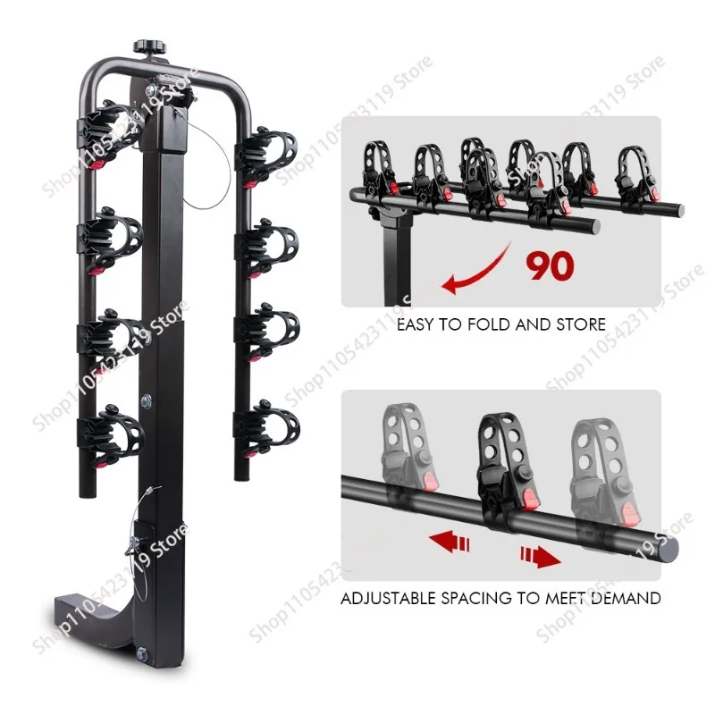 3-Bicycle Rack 2-Inch Receiver Trailer Hitch Bike Carrier for Cars Trucks SUVs Vans RVs Auto Accessories