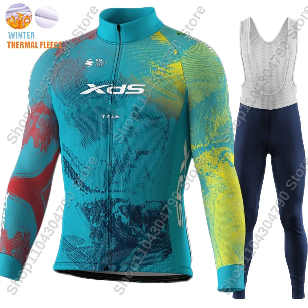XDS Pro Team 2025 QAZAQSTAN Комплект велосипедного трикотажа для мужчин, одежда с длинными рукавами, дорожные штаны, велосипедный костюм, MTB Maillot Ropa