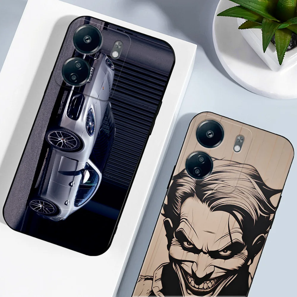 For xiaomi Redmi 13C 4G POCO C65 Case Phone Back Cover Soft Silicone Protective Black Tpu Case cute pattern skull