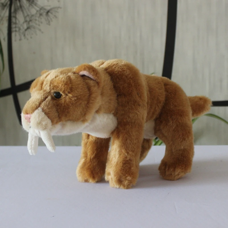 

cute simulation plush sabre-toothed tiger toy high quality tiger doll gift about 27x16cm