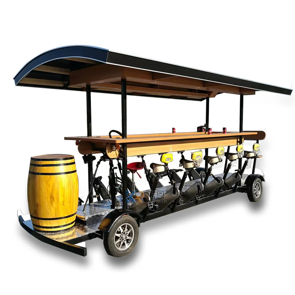 Electric Sightseeing Car Beer Bike For Rental Birthday Party Use Pub Bar Beer Vending Cart Electric With Pedal Pub