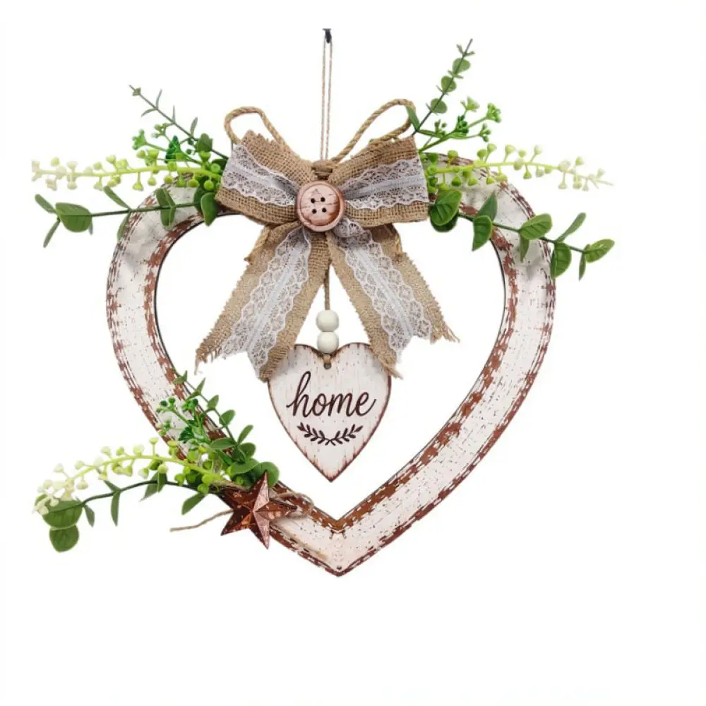 Heart Shape Wooden Wall Hanging Decor Rustic Natural Wood Ornament Home Living Room Bedroom Aesthetic Wall Art Pendant