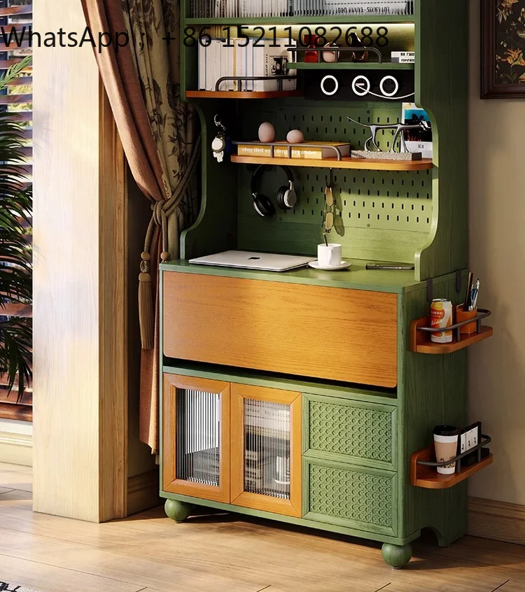 SCY medieval style desk bookshelf integrated solid wood bedroom small apartment corner computer desk