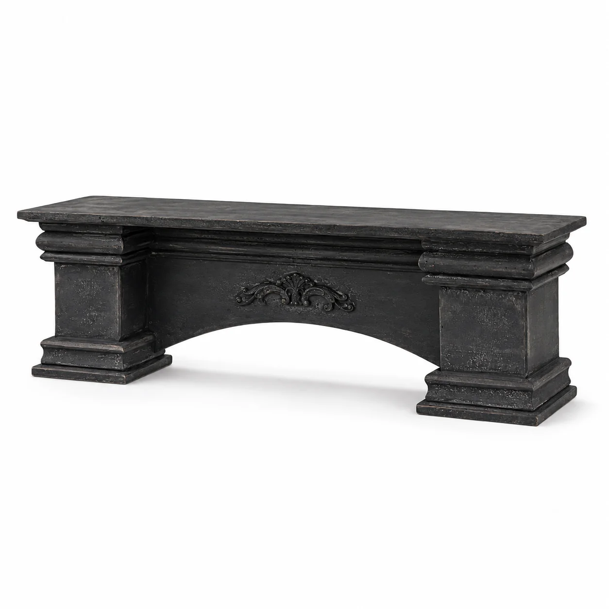 Handmade Solid Wood Wall Shelf Vintage Black Distressed French Mantel Display Ledge Tabletop Indoor Outdoor Decor