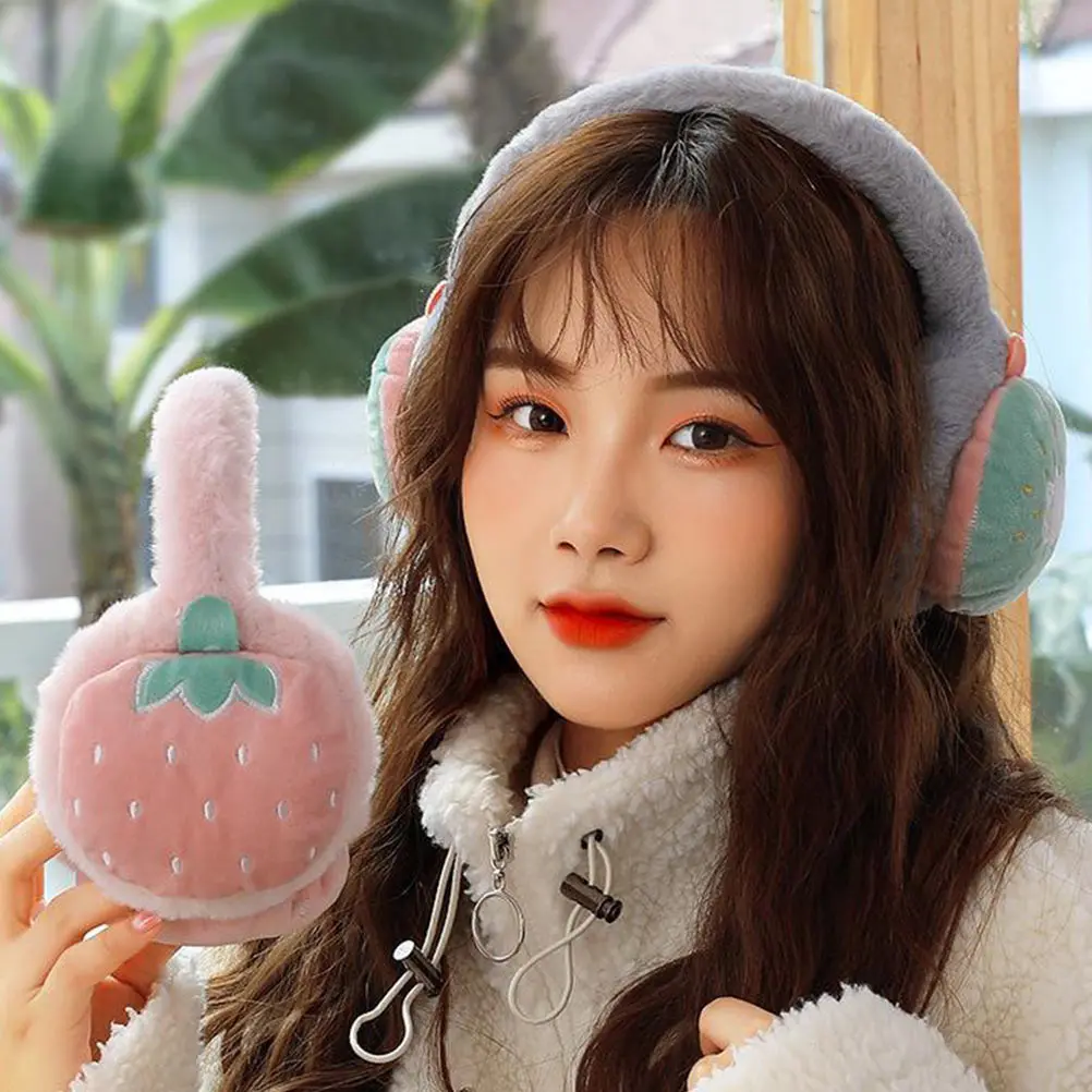 

Warm Ear Muffs for Kids Unisex Cartoon Winter Earmuff Fruit Embroidered Ear Protector Cover Gift for Birthday Christmas