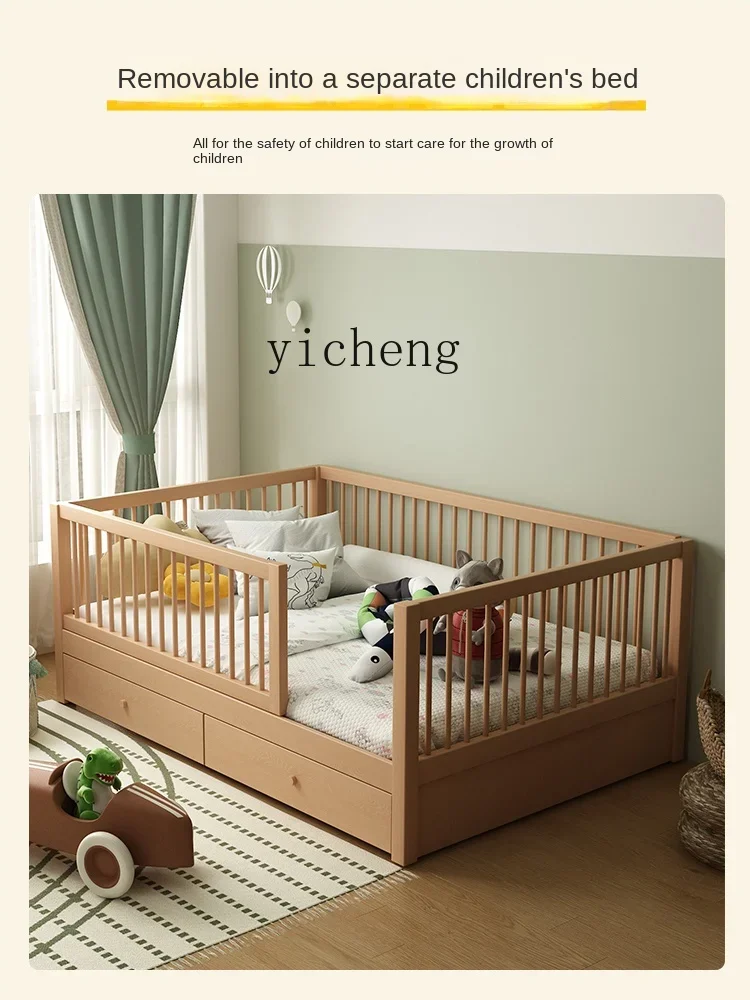 ZC Children's Tree House Bed Belt Guardrail Children's Bed Pure Solid Wood Boys and Girls Single Bed Belt Drawer Bookshelf