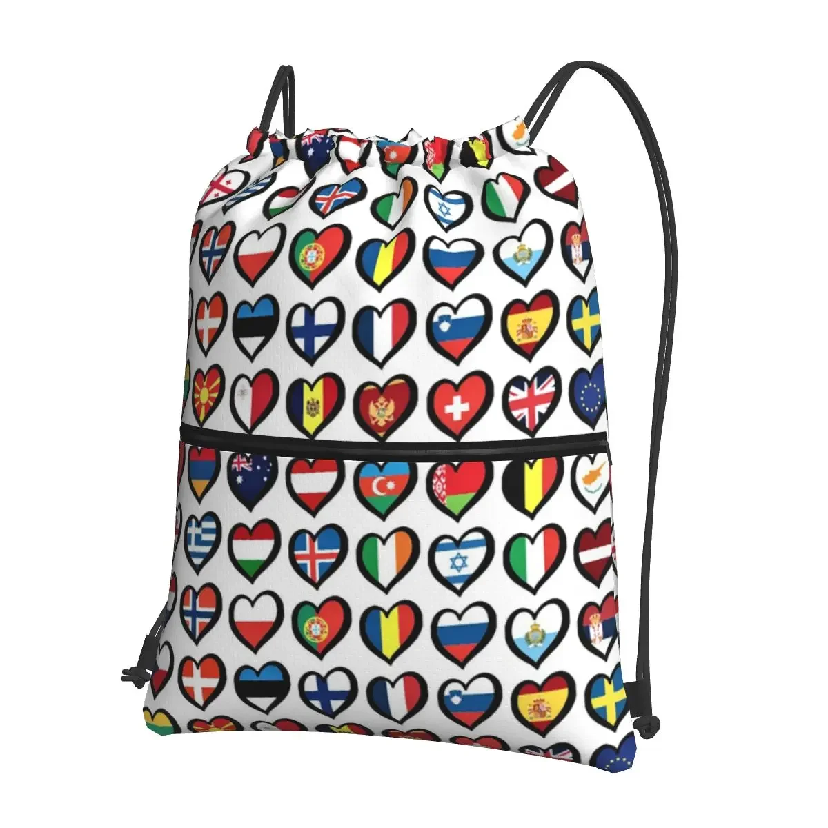 

Eurovision Song Contest Flags Hearts ESC Backpacks Drawstring Bag Drawstring Bundle Pocket Storage Bags For School Students