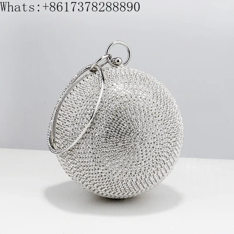 Diamond-encrusted dinner bags, ladies round bags, versatile dresses, banquet tote bags, spherical evening bags