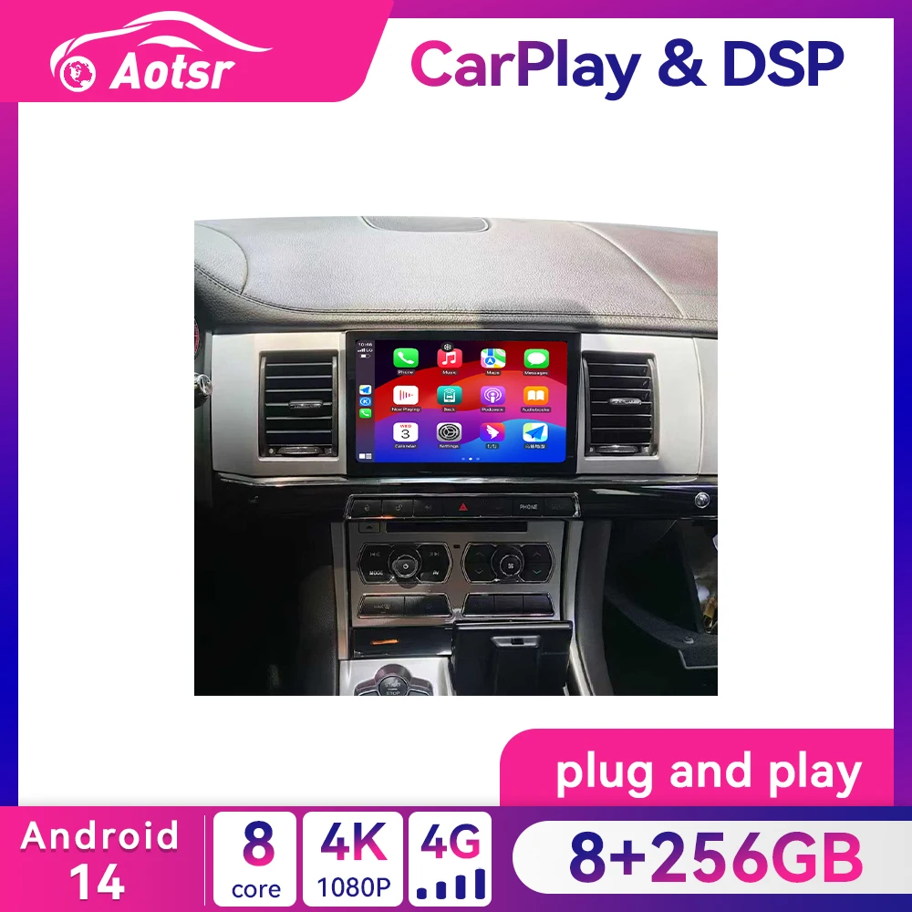

8,0-дюймовый авто CarPlay Android 14.0 для Jaguar XF 2018-2015, автомобильный мультимедийный радиоплеер, GPS-навигация, сенсорный стерео головное устройство