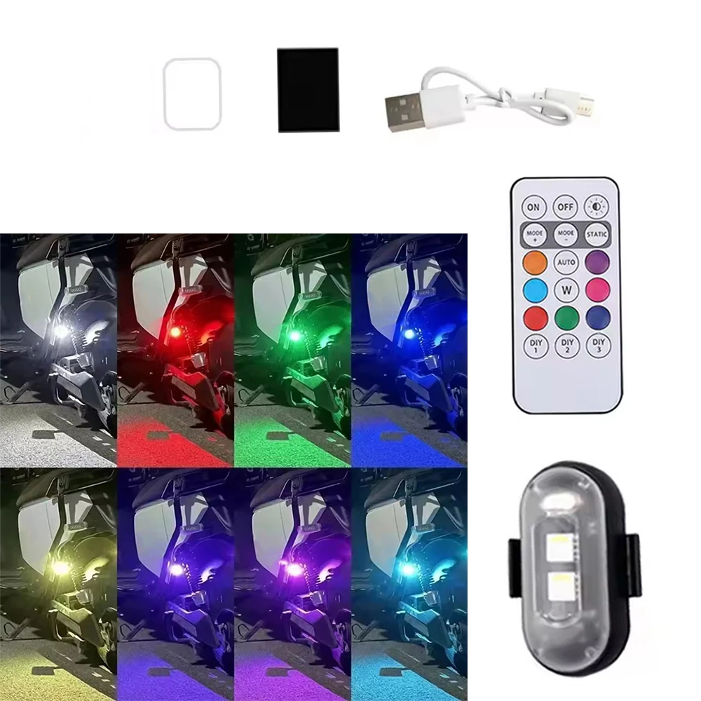 

1/2/4 Pcs Motorcycle /Car LED Warning Light Drone Strobe Light Rear Tail Light Multifunctional Waterproof ABS Remote Control