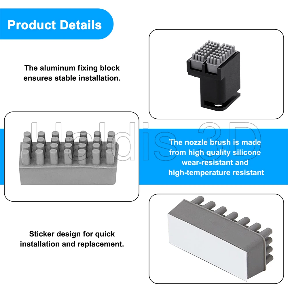 Print Head Cleaner Brush For Bambu Lab P1 X1 Full Metal Two-side Clean Nozzle Wiper Silicone Brush Mounted Scrubber Accessories
