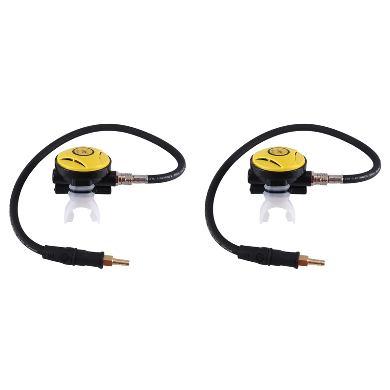 

B72A 2X Scuba Diving Diver Regulator Diving Snorkel Tube Snorkeling Equipment Pressure Reducer 2Nd Yellow