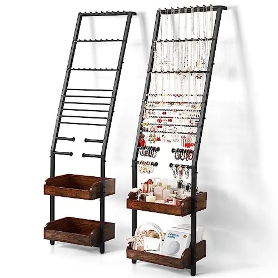 Jewelry Holder Organizer Large Jewelry Organizer with Necklace Holder Earring Storage Floor Hanging Jewelry Stand with Display