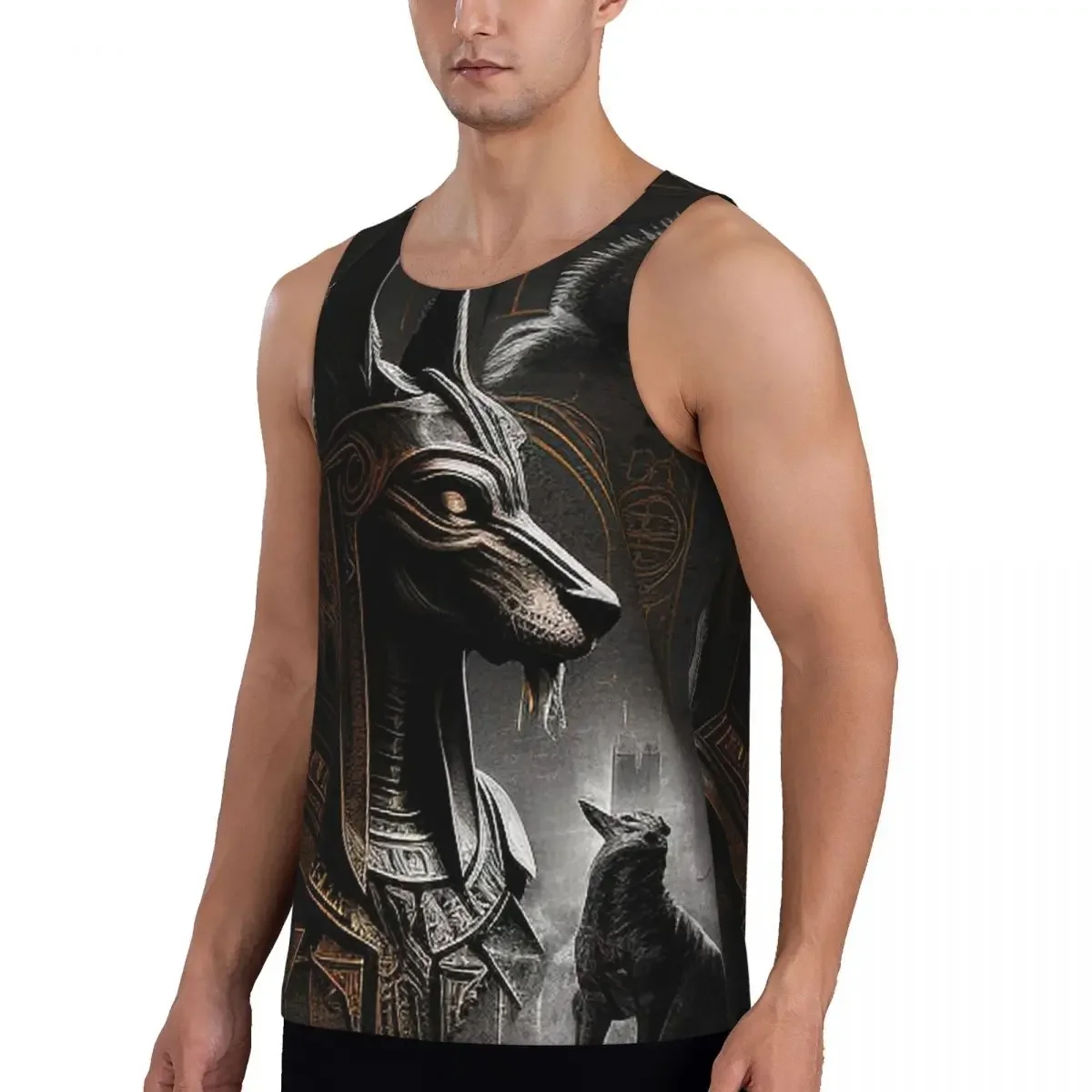 Quick Dry Ancient Egypt God Anubis Egyptian Pharaoh Gym Tank Muscle Sleeveless Shirt Bodybuilding Breathable Vest