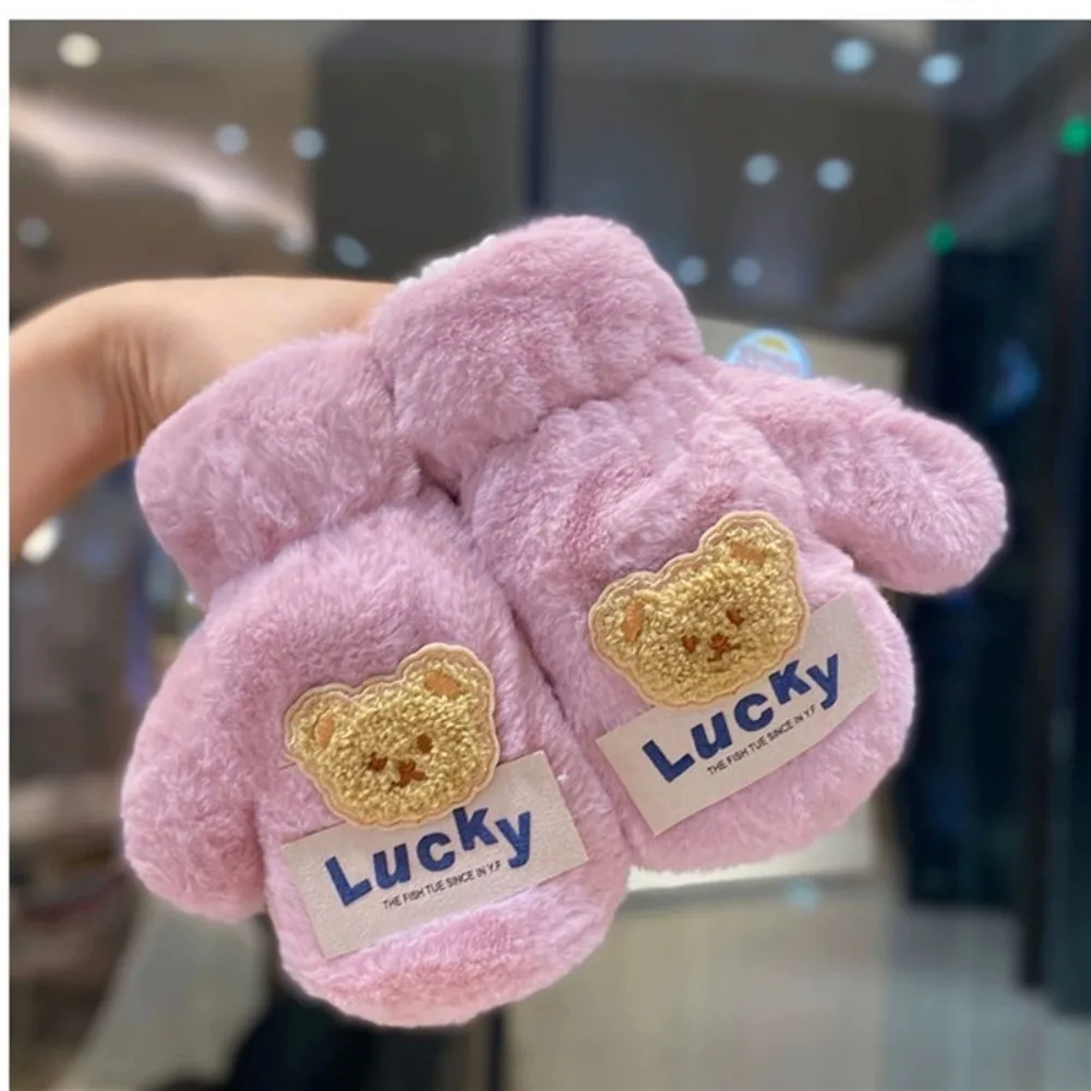 Nieuwe aanraakbare scherm winter warme handschoenen volledige vinger warme touchscreen handschoenen schattige beer winddicht koudebestendige handschoenen jongens meisjes