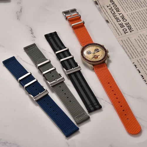 Imagen 2 del producto Nueva correa de reloj de nailon acanalado de dos piezas de liberación rápida 18mm 20mm 22mm pulseras de correa de reloj accesorios para pulseras militares