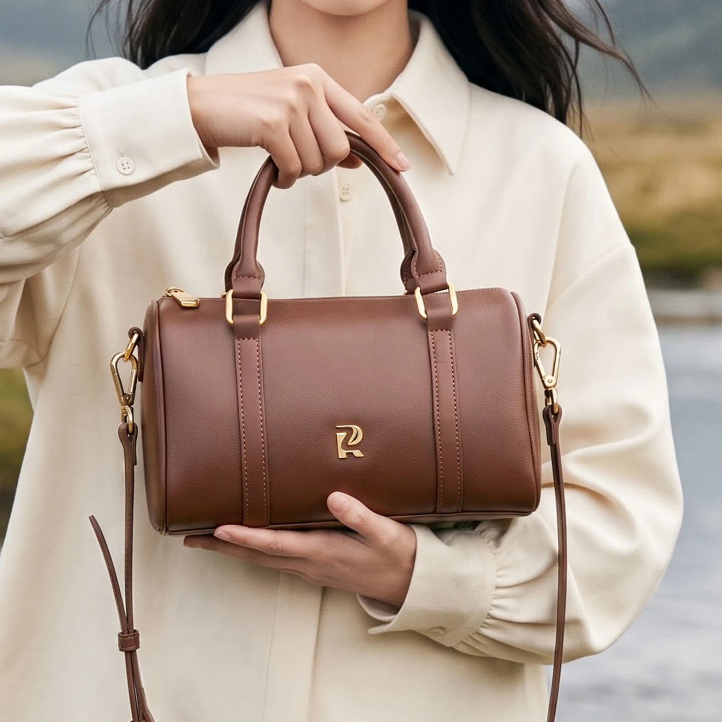 2026 Autumn ZOOLER New Fashion Woman Bag Second Cow Leather Shoulder Bags for Businesswomen Brown Color Handbags#ML979