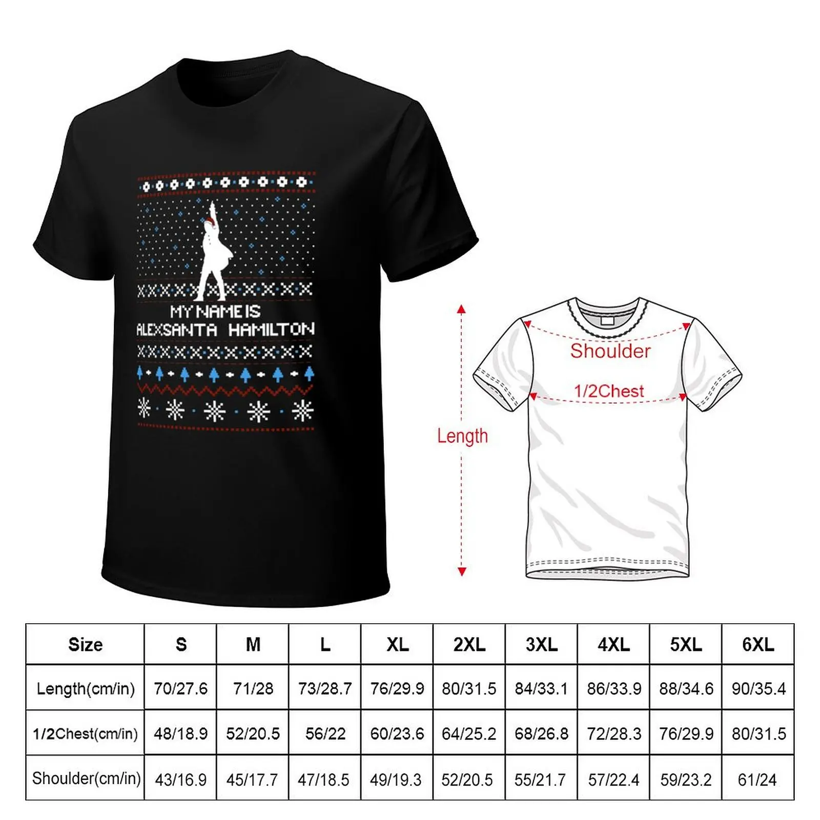 Hamilton Ugly Christmas Sweater T-Shirt Vintage Print Crew Neck Tee