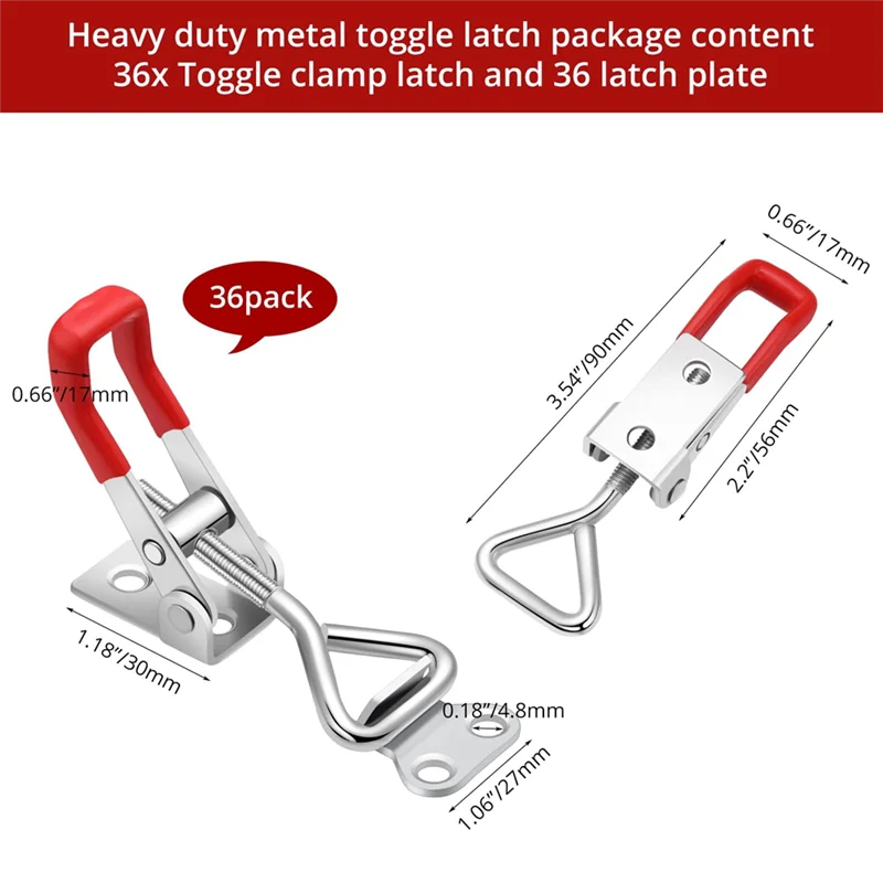 

36Pcs Adjustable Toggle Latch Clamp Pull Latch 4001 Heavy Duty Latch Lock Metal Door Latches Sturdy Latches Hardware Durable-Hot