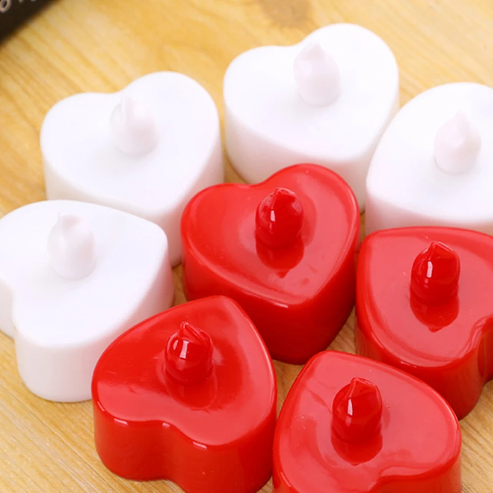 

12pcs Led Lamps Smokeless Flameless Heart-Shaped Electronic Candles For Home Decoration Safe Adornments