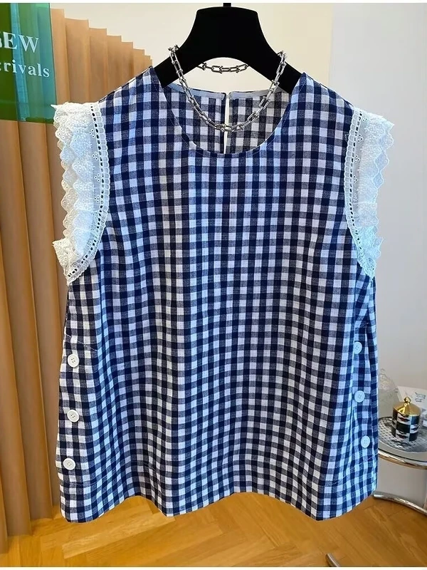 

Плед кукла с высокой талией irt, свободный топ для похудения, большой размер, черно-белые ids Tagl, повседневная женская мода