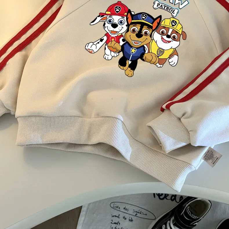 Kinder Herbst Neuheit Seitenstreifen Lange Hosen-Sets O-Ausschnitt Lässige Sweatshirts und Hosen Zweiteilige Sets Paw Patrol Jungen Mädchen Trainingsanzug – Detail 12