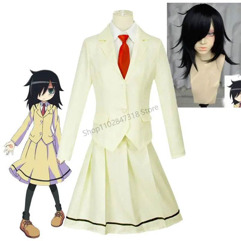 Anime Kuroki Tomoko Cosplay Wigs And School Uniforms WataMote Costumes Cosplayer JK Uniform Skirt Halloween Carnival Party