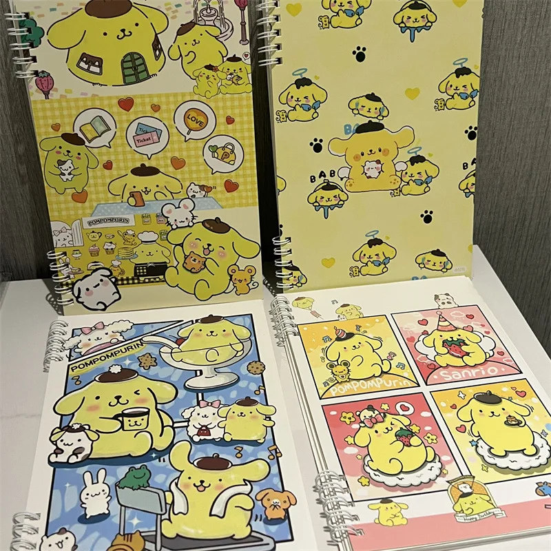 

4Pcs Cute Sanrio Purin Coil Notebook Lnstagram-Style High-quality Thick Notebook For Girls A5 Medium Size Student Workbook