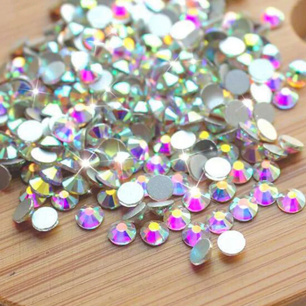 Crystal AB Glitter Non Hotfix FlatBack Rhinestones White Clear Strass Stones Nail Art Sewing Fabric Clothing Decor DIY 144-1440