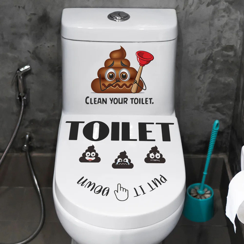 C17# Octopus Cartoon Cat Funny Expression Animal Toilet Bathroom Toilet Cover Sticker Wall Stickers Wc For Home Decoration