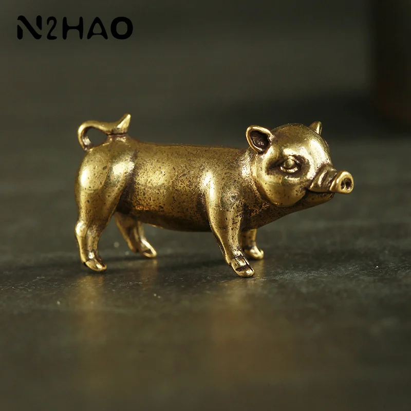 Brass Creative Small Bronze Pig Figurines Chinese Zodiac Pig Ornaments Metal Pendants Ornaments Desktop Decoration Home Decor
