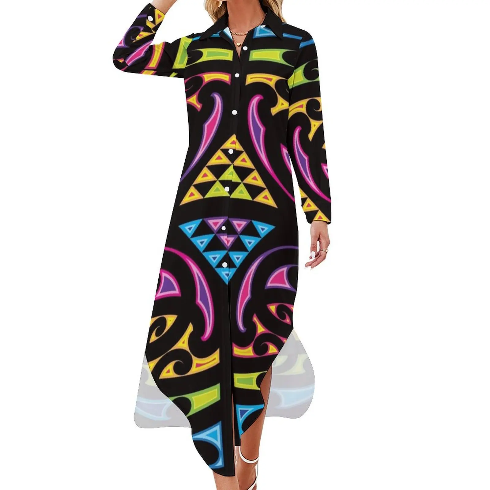 

Nga Haue Wha (The Four Winds) Long Sleeved Shirt Dress ladies dresses for women 2024 african dresses for woman