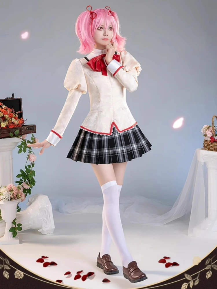 

Hot Kaname Madoka Cosplay Costume Anime Puella Magi Madoka Magica Game Suit Women Girls Role Play School Uniform Cos Clothes