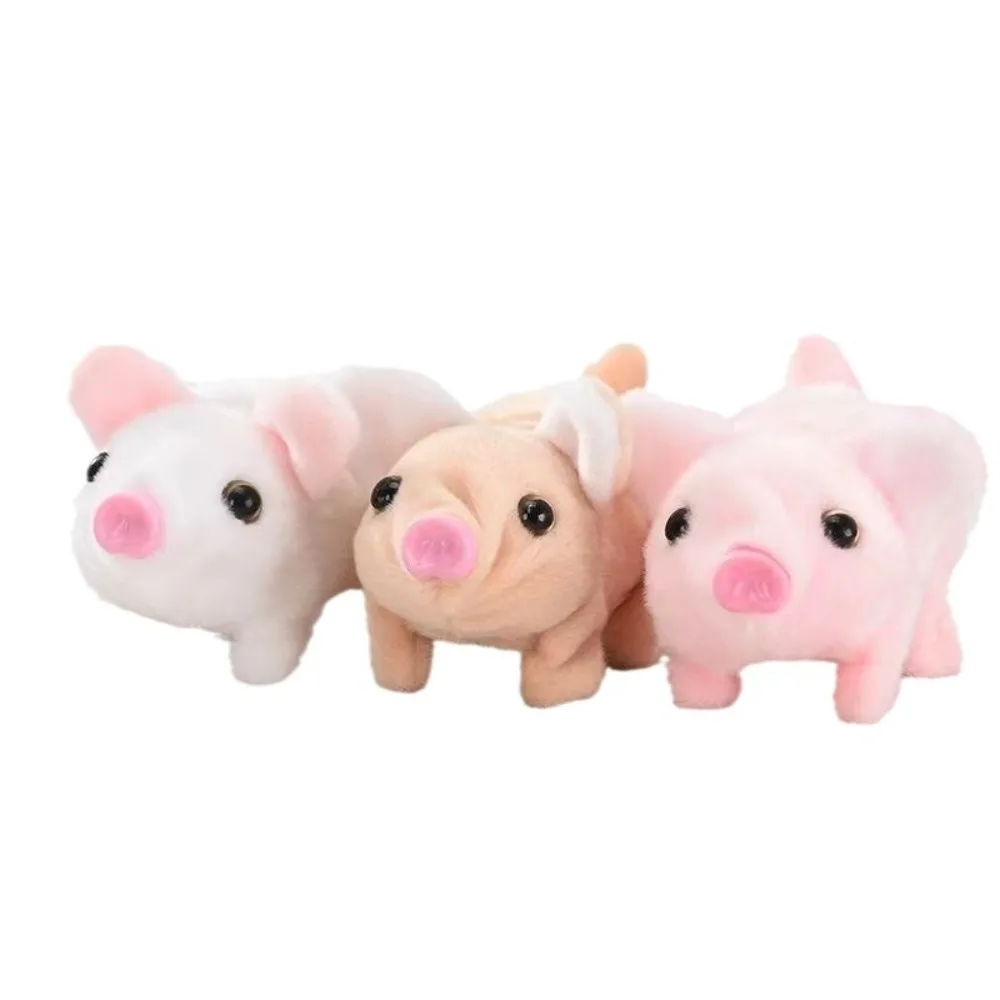 Avec son Simulation électrique cochon blanc queue mobile électrique en peluche cochon jouet peut marcher mignon marche mobile jouets pour animaux de compagnie enfants cadeaux