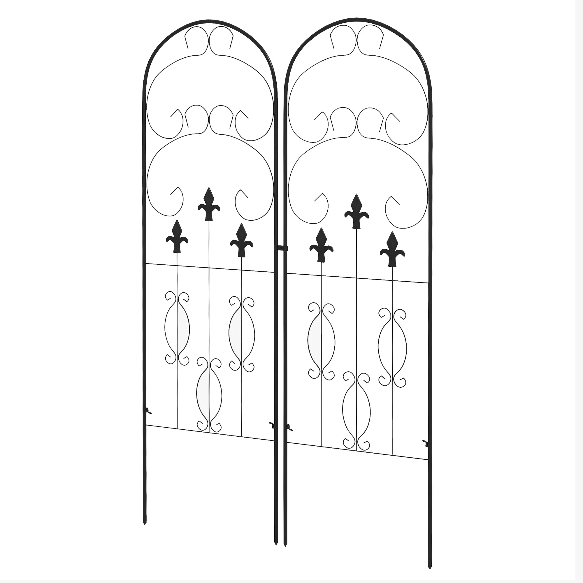 Outsunny set of 2 steel garden trellis with antirust 45x150 cm black