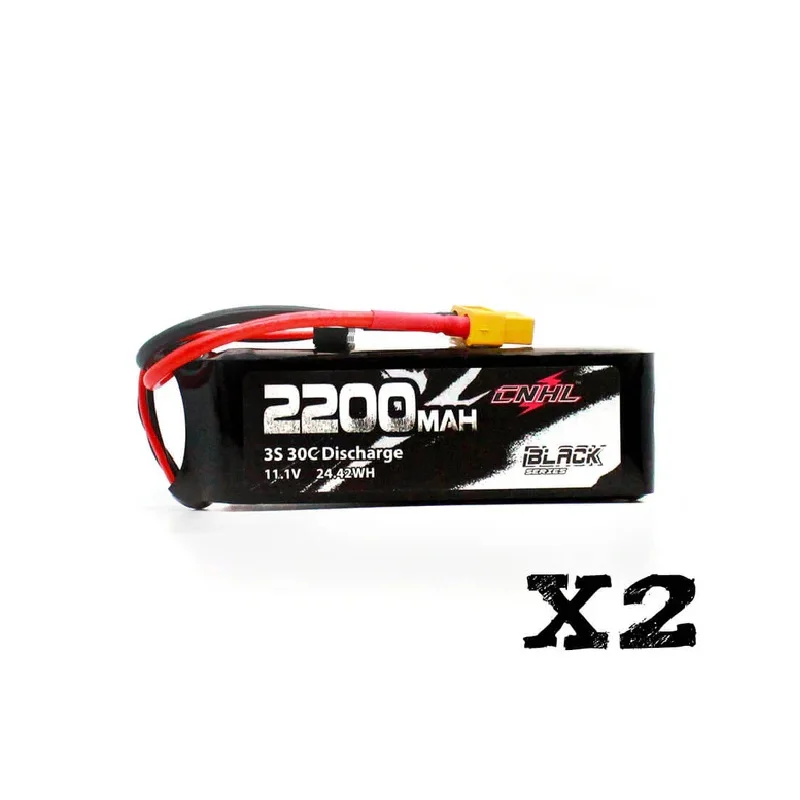 

2 Packs CNHL Black Series 2200mAh 3S 11.1V 30C Lipo Battery with XT60 Plug