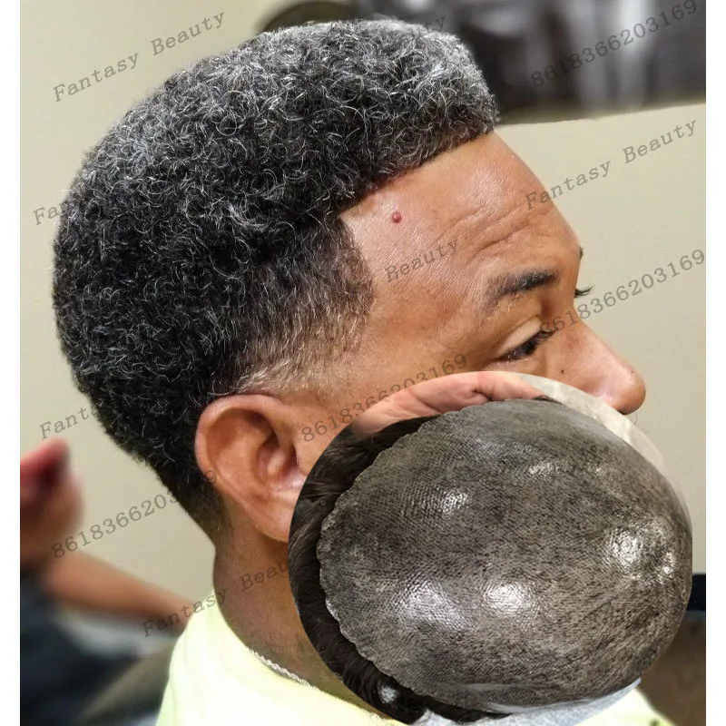 

Необнаружимый # 1B20 Серые парики из натуральных волос для стариков, прочные 12 мм вьющиеся, полная кожа, мужской парик, натуральный протез для волос
