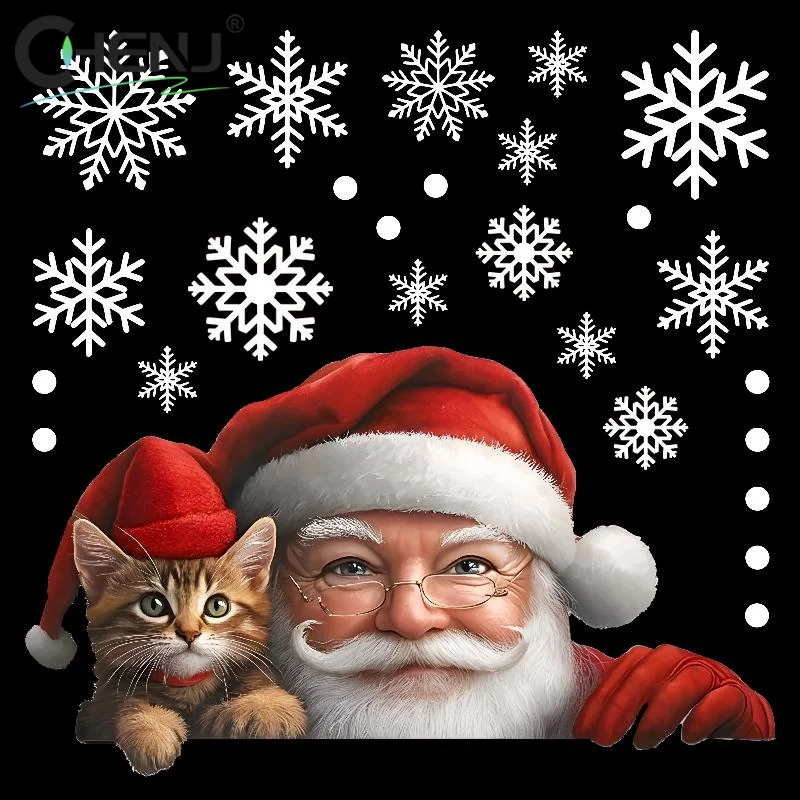 

Рождественское украшение, имитация Санта-Клауса, двухсторонняя наклейка на стеклянное окно с визуальным узором, подходит для рождественской вечеринки