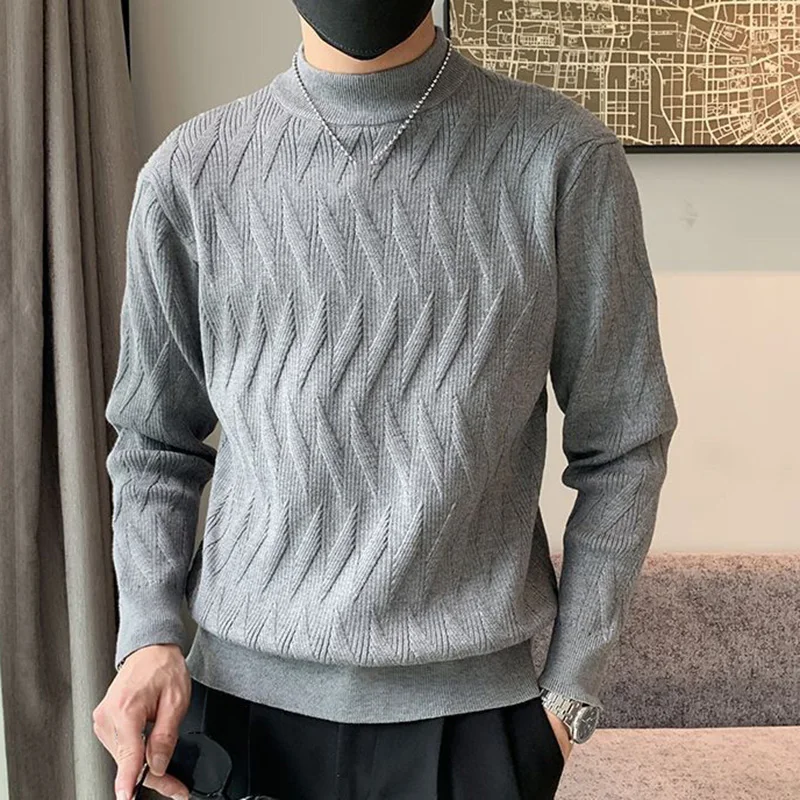 

Half High Collar Slim Warm Men Sweater Fashion Handsome Simplicity Casual Knit Sweater Autumn Winter Male Thick Pullover Sweater